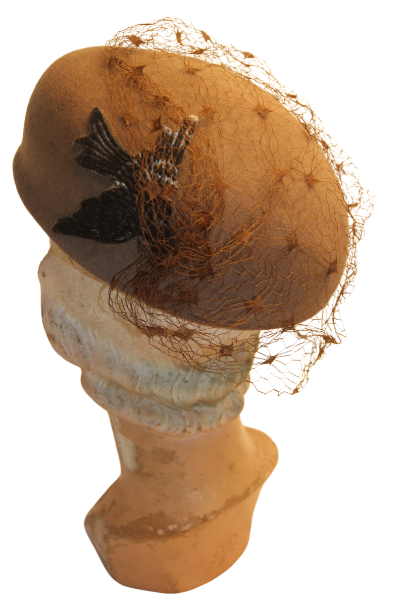 RECAP: Sabine Taupe Beret Hat with Veiling — tonya gross